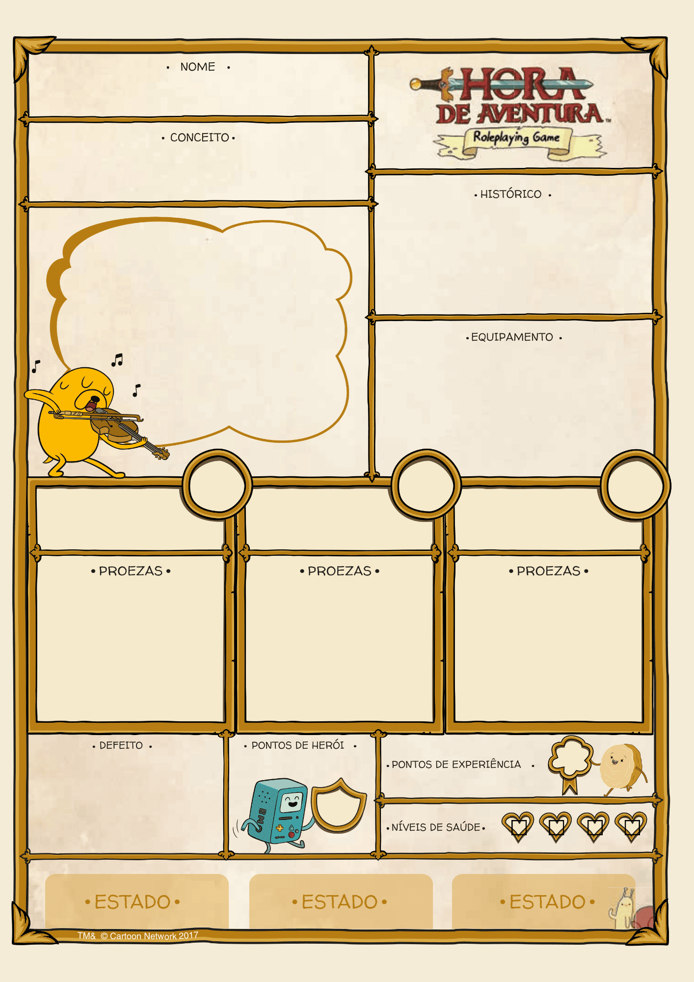 Ficha de personagem - Hora de aventura